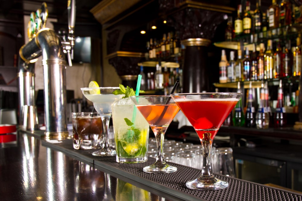 colorful drinks on bar