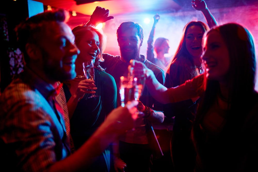 group in a nightclub setting